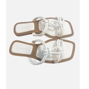Azalea Wang Stetson Tubular Straps Knot Flat Sandals Women's White Size 9